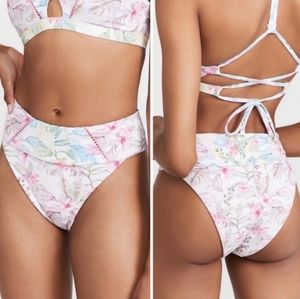 Hurley x Love Shack Hawaiian Hibiscus Reversible Cheeky high waist bottoms